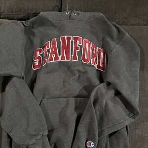 Champion Stanford  Dark Gray Hoodie with Red Lettering